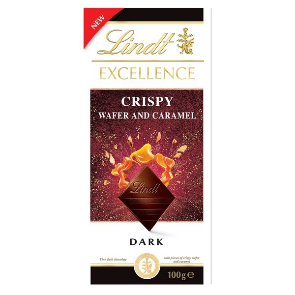 ČOKOLÁDA EXCELLENCE DARK CRISPY WAFER&CARAMEL 100g LINDT