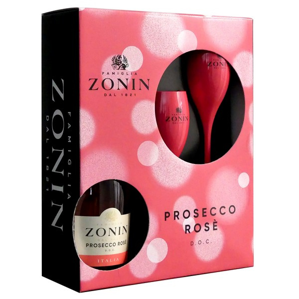 VÍNO PERLIVÉ PROSECCO ROSÉ ZONIN DOC 0.75l + 2 POHÁRE